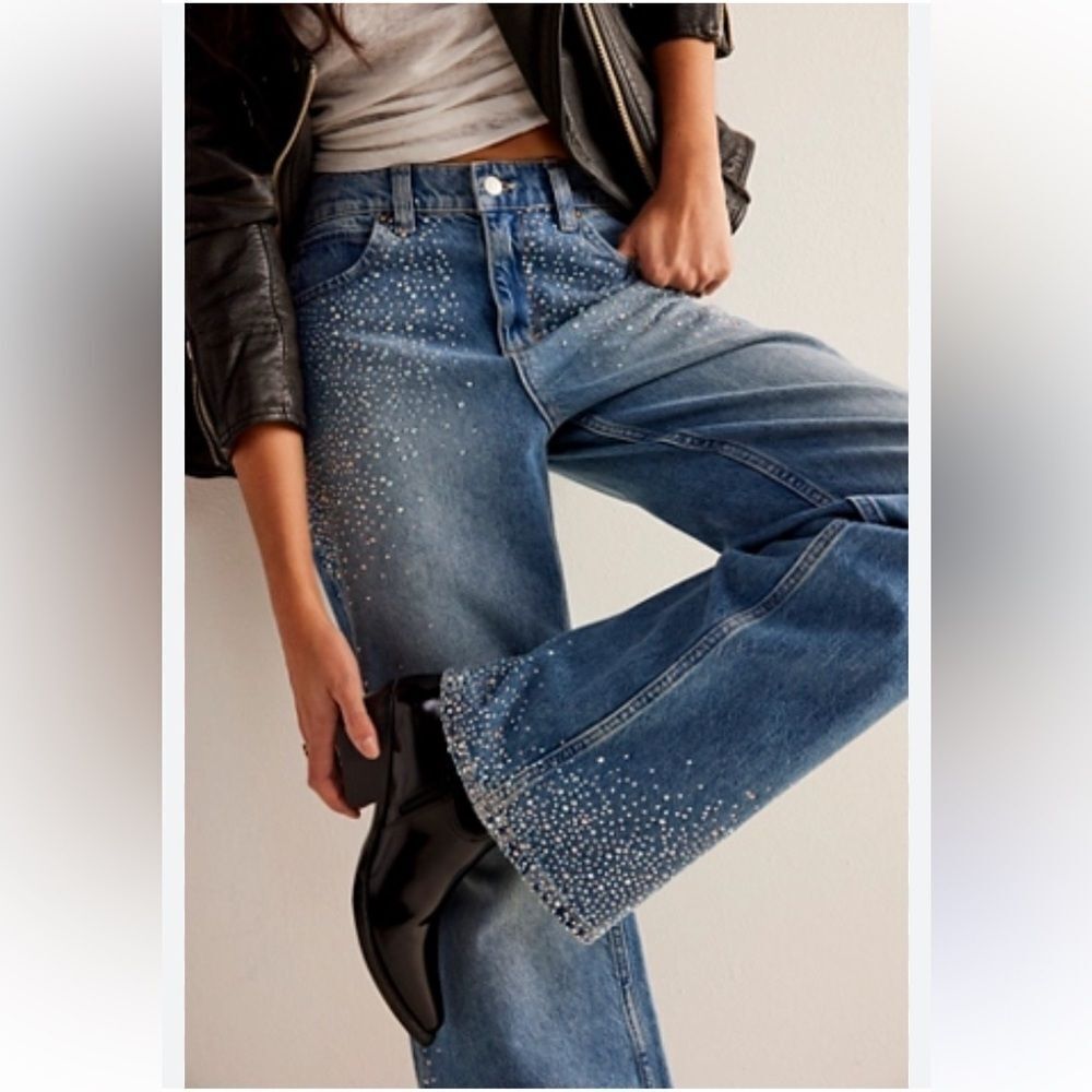 We The Free Tinsley Studded Baggy Jeans by Free People 27 $198